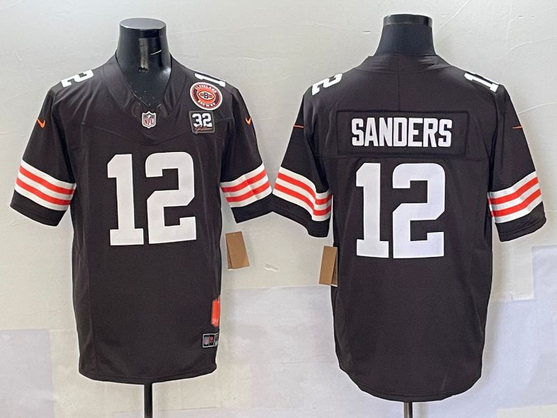 Men Cleveland Browns #12 Sanders Brown Throwback Three generations Nike Limited 2025 NFL Jersey style 2